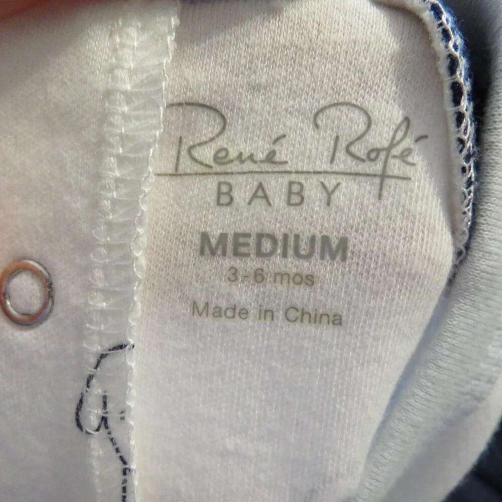 Baby Blue & White Dog Puppy Bodysuit Rene' Rofe' 3-6 mts